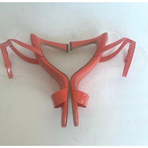 NWT Vince Camuto Lilah Coral Orange Leather Ankle Strap High Heel Sandals Sz 10M - Picture 5 of 9
